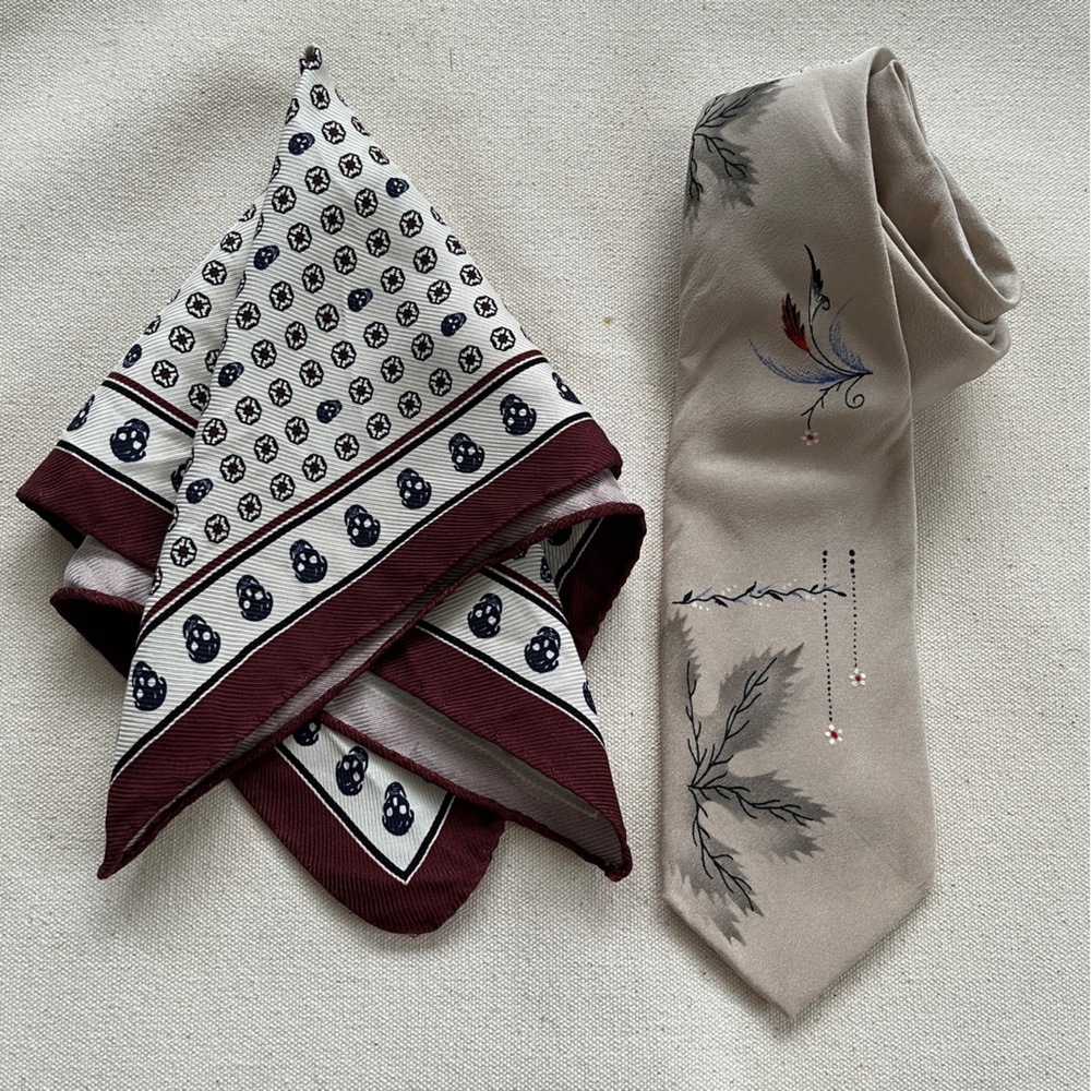 Alexander McQueen Bandana/Pocket Square and Vintage Silk Tie Set